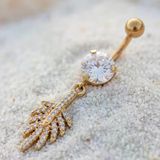 Altın Kaplama Zirkon Taşlı Yaprak Piercing