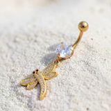 Altın Kaplama Zirkon Taşlı Yusufçuk Piercing