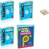 Altın Karma Yayınları Model Eğitim 5. Sınıf Banko Matematik Fen Türkçe ve Paragraf Soru Bankası 4lü Set + Telefon Standı