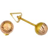 Altın Kesesi 14 Ayar Altın Kalemli Top Küpe - 6 mm - Sarı