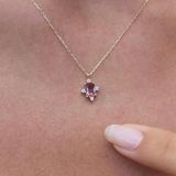 Altın Kolye - 1.25 Ct Zultanit 0.25 Ct Swarovski Taşlı Dikdörtgen Tasarım 14 Ayar Altın Kolye