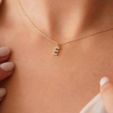 Altın Kolye - 14 Ayar Altın Harf Kolye - 0.18 Ct Swarovski Taşlı Harf Kolye - Hediyelik Harf Kolye