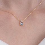 Altın Kolye - Baget Tasarım London Blue Topaz Taşlı Şık Tarz 14 Ayar Altın Kolye