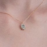 Altın Kolye - Green Topaz 0.90 Ct Yeşim Taşı 0,24 Ct Pırlanta (Signty) Anturaj 14 Ayar Altın Kolye