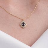 Altın Kolye - Vintage Mistik Topaz Taşlı Minimal Tarz Tasarım 14 Ayar Doğal Taşlı Altın Kolye