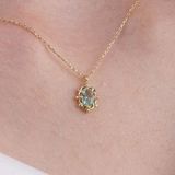 Altın Kolye - Vintage Tasarım Green Topaz (Su Yeşili) Taşlı 14 Ayar Altın Kolye