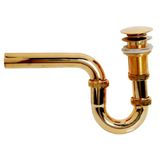 Altın Lavabo Sifonu Esli Pop Up Özellikli (Lüx, %100Pirinç)