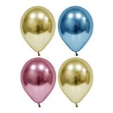 Altın-mavi-pembe Krom Balon 40 Adet