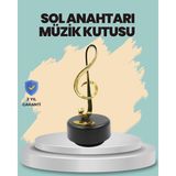 Altın Nota Sol Anahtarı Müzik Box Döner Mekanizmalı Hediyelik - 1