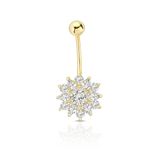 Altın Oval Tek Taşlı Piercing
