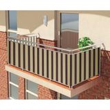 Altın Pamuk Balkon Demiri Perdesi Korkuluk Perdesi Kahve Krem Her Ölçüde Boy x En Metal Halkalı - 100 x 110 cm - Kahverengi - Krem