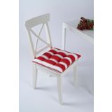 Altın Pamuk Beta Pofidik Kırmızı Beyaz Bağcıklı 40x40 cm Sandalye Minderi