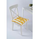 Altın Pamuk Beta Pofidik Sarı Beyaz Bağcıklı 40x40 cm Sandalye Minderi