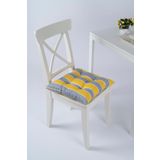 Altın Pamuk Beta Pofidik Sarı Gri Bağcıklı 40x40 cm Sandalye Minderi