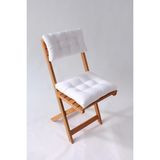 Altın Pamuk Lüx Bistro Ahşap Mutfak Bahçe Sandalye Minderi Seti 2 Parça Sırtlıklı Beyaz - 38 x 42 cm