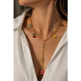 Altın Rengi Kiraz Muz Yıldız Charm Detaylı Y Kolye
