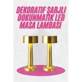 Altın Rengi Masa Gece Lambası Dokunmatik Şarjlı Masa Lambası