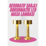 Altın Rengi Masa ve Gece Lambası Dokunmatik Şarjlı Masa Lambası - 1