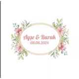 Altın Rengi Yuvarlak Defne Çelengi Etiketi Kına Nişan Düğün 3X3 Cm Özel Etiket / 50 Adet Sticker