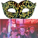 Altın Renk Arkadan Lastikli Pul Payet İşlemeli Balo After Parti Maskesi (5433)