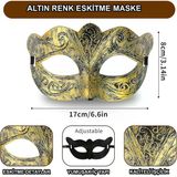 Altın Renk Eskitme Maskeli Balo Maskesi – Venedik Tarzı Parti Maskesi Mirsm0010k-Smr-G044