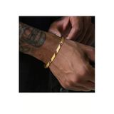 Altın Renk Melon Çelik Hip Hop Kaya Kavun Tohum Unisex Elmas Bambu Zincir Çelik Bileklik - 3305