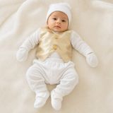 Altın Renk Yelekli Erkek Bebek Mevlüt Takımı - 0 - 3 Ay