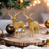 Altın renkli Noel geyigi,süsleme, 2adet,Yılbaşı hediyesi için
