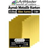 Altın Sarı Renkli 35X50 Metalik Aynalı Fon Kartonu 5 Adet 1 Paket Artmaster Metalik Aynalı Fon Kartonu - Altın Sarısı - standart