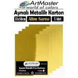Altın Sarı Renkli 35X50 Metalik Aynalı Fon Kartonu 5 Adet 1 Paket Artmaster Metalik Aynalı Fon Kartonu