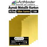 Altın Sarı Renkli 50X70 Metalik Aynalı Fon Kartonu 5 Adet 1 Paket Artmaster Metalik Aynalı Fon Kartonu