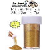 Altın Sarı Toz Sim Tuzluklu 7 gr 3 Adet Renkli Toz Sim Epoksi Reçine Okul Etkinlik Dekarasyon Slime