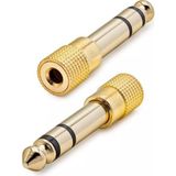 Altın Sarısı 6.35MM To Aux 3.5mm Adaptör Enstruman Gitar Saz Anfi Org Çevirici Premium Gold