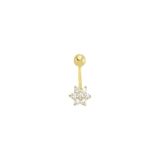 Altın Taşlı Çiçek Piercing
