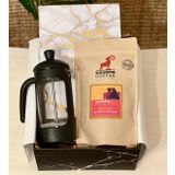 Altın Varak Tasarımlı Ajanda French Press & Filtre Kahveli Sevgiliye Hediye Seti