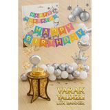 Altın Varak Yaldızlı Lüks Happy Birthday Banner - Renkli