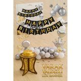 Altın Varak Yaldızlı Lüks Happy Birthday Banner - Siyah