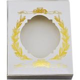 Altın Yaldızlı Beyaz Asetat Kutu 15x12x3 cm