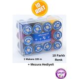 Altın Yaprak 10 Renk 100 M Dikiş Ipliği Seti + Mezura Hediyeli | Dayanıklı Polyester Ip (El & Makine) - Karışık Renk