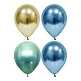 Altın-yeşil-mavi Krom Balon 20 Adet