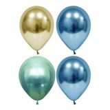 Altın-yeşil-mavi Krom Balon 30 Adet