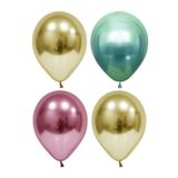 Altın-yeşil-pembe Krom Balon 10 Adet