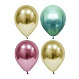 Altın-yeşil-pembe Krom Balon 30 Adet