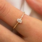 Altın Yüzük - 0.50 Ct Tektaş Altın Evlilik Teklifi Yüzüğü - Oval Tek Taş Evlilik Teklifi Altın Yüzük