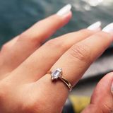 Altın Yüzük - 14 Ayar Altın 0.95 Karat Radyant Kesim Zirkon Taşlı Evlilik Teklifi Yüzüğü