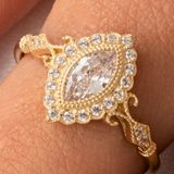Altın Yüzük - 14 Ayar Altın 1.10 Ct Zirkon Taşlı Evlilik Teklifi Yüzüğü - Eşe, Sevgiliye Hediye