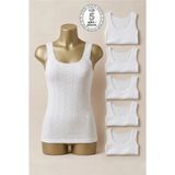 Altınay 5'li Jakarlı Pamuk Kadın Atlet - %90 Türk Pamuğu - 6172 - Beyaz - 2XL