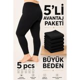 Altınay Kadın 5'li Büyük Beden İçe Giyilen Tayt - %90 Pamuk