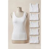 Altınay Kadın Atlet 5’li Paket %90 Pamuk Esnek Rahat Günlük Basic Atlet Iç Giyim - 421B - Beyaz - XL