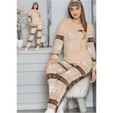 Altınay Peluşlu Kışlık Polar Pijama Takımı - S - Sütlü Kahve